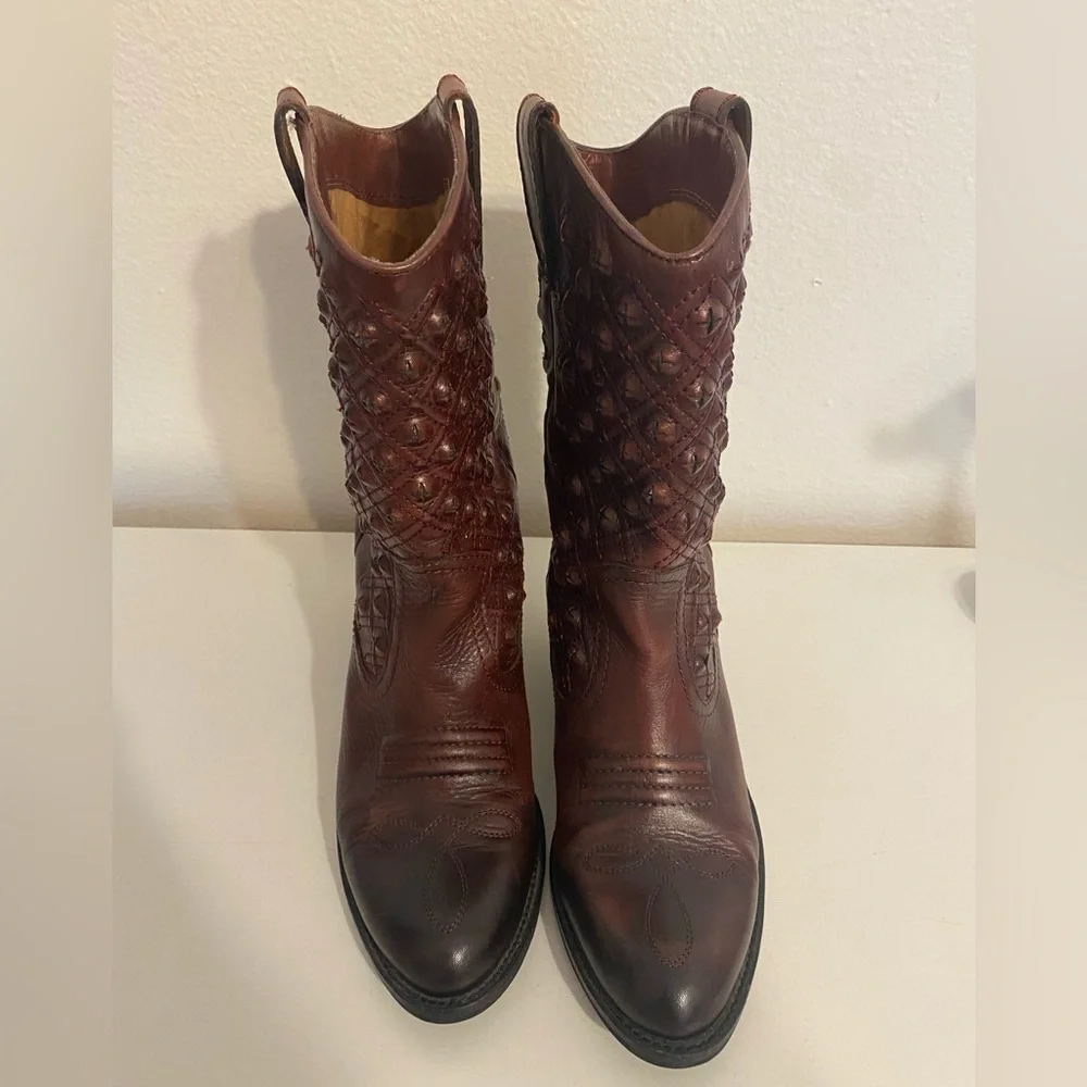Lucky Brand Madonna Cordovan Leather Western Boots size 7.5